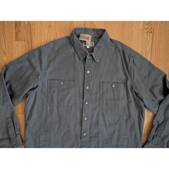 Duluth Trading Jacket Mens 2XL Tall Fire Hose Limber Lined Snap Canvas Shirt NWT - Picture 3 of 11